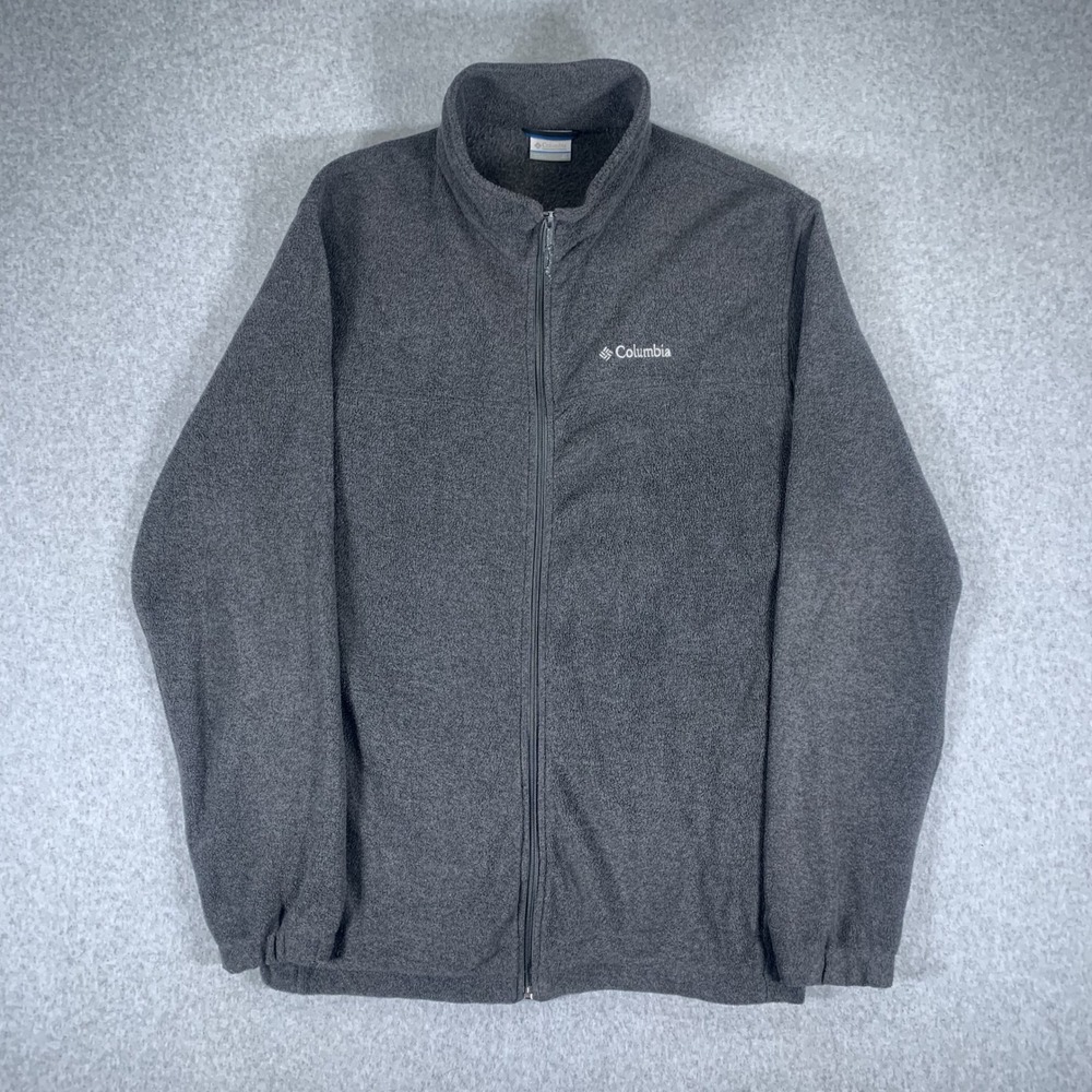 Columbia Fleece Jacket Mens LT Gray Full Zip Steens Mountain Outdoor Layer - Picture 2 of 16